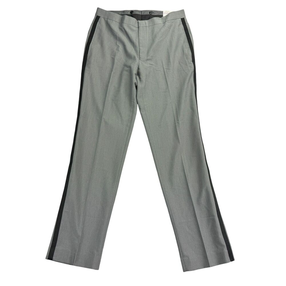 Alfani Mens Slim Fit Stretch Striped Tuxedo Dress Pants Gray 32x32